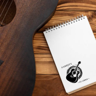 Personalised Guitar Music Ex Libris Wood Art Stamp