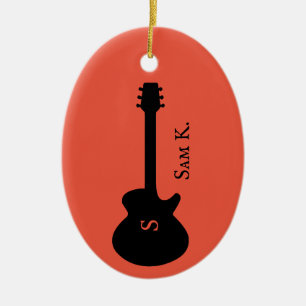 Personalised guitar-themed music ceramic ornament