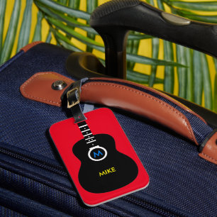 Personalised guitar-themed music luggage tag