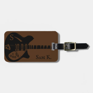Personalised guitar-themed music luggage tag