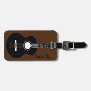 Personalised guitar-themed music luggage tag