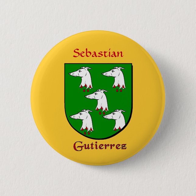 Personalised Gutierrez Historical Shield 6 Cm Round Badge (Front)