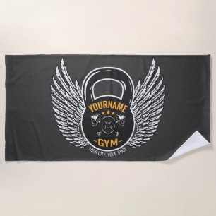 Personalised GYM Fitness Trainer Kettlebell Beach Towel