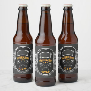 Personalised GYM Fitness Trainer Kettlebell Beer Bottle Label