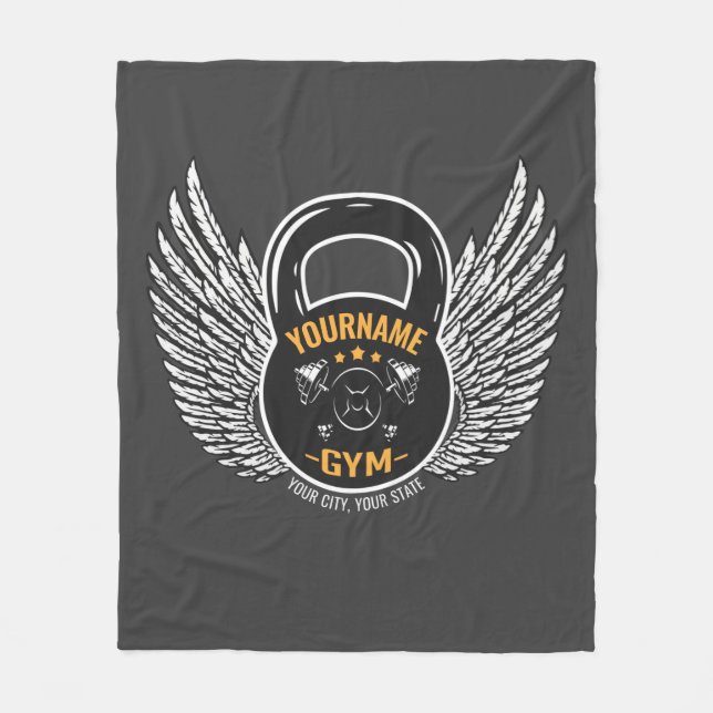 Personalised GYM Fitness Trainer Kettlebell  Fleece Blanket (Front)