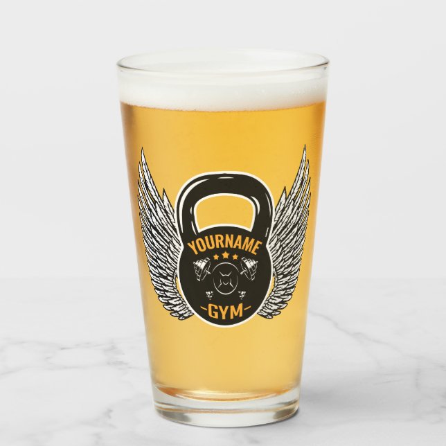 Personalised GYM Fitness Trainer Kettlebell  Glass (Front Filled)