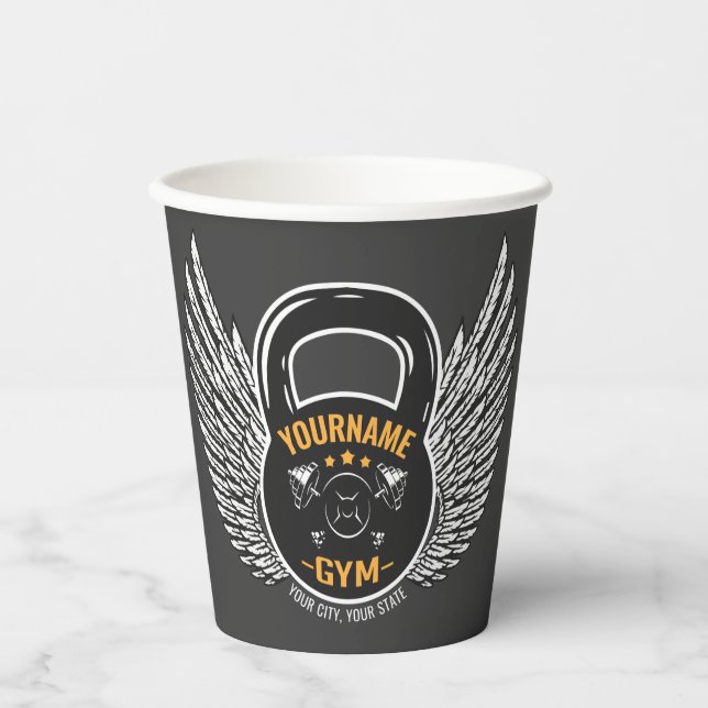 Personalised GYM Fitness Trainer Kettlebell  Paper Cups (Front)