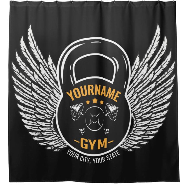 Personalised GYM Fitness Trainer Kettlebell  Shower Curtain (Front)