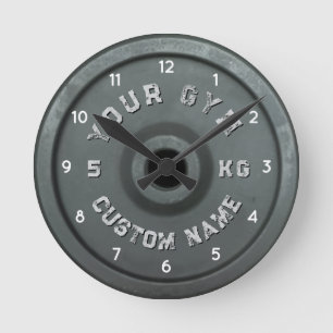 Personalised Gym Owner   Funny Vintage Fitnes  Round Clock
