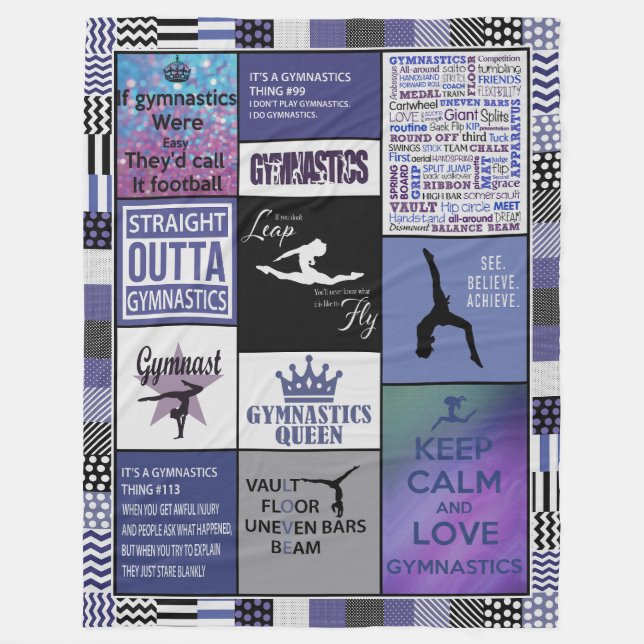 Personalised Gymnastic Blanket, Custom Gymnastic  Fleece Blanket (Front)