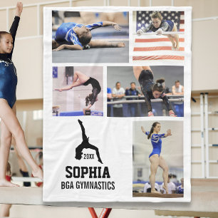 Personalised Gymnastics 5 Photo Collage Name Year Fleece Blanket