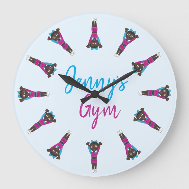 Personalised Gymnastics Acrobatics Tumbling Gym Large Clock (Front)