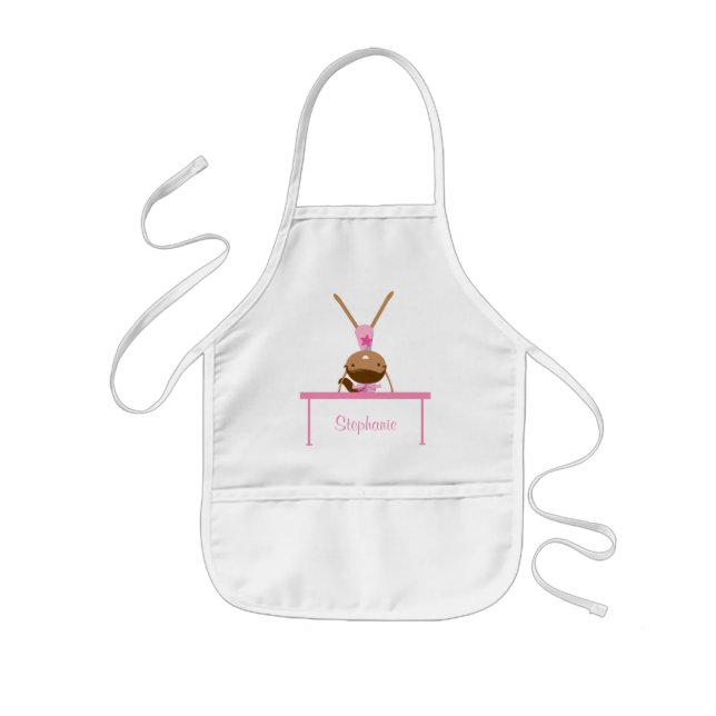 Personalised gymnastics balance beam kids apron (Front)