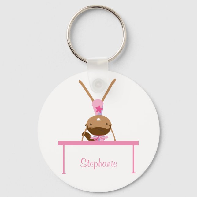 Personalised gymnastics balance beam kids keychain (Front)