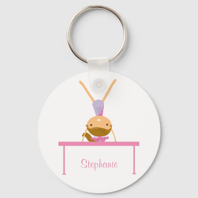 Personalised gymnastics balance beam kids keychain (Front)