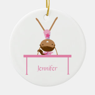 Personalised gymnastics balance beam kids ornament