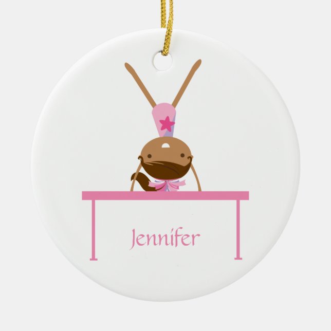 Personalised gymnastics balance beam kids ornament (Front)