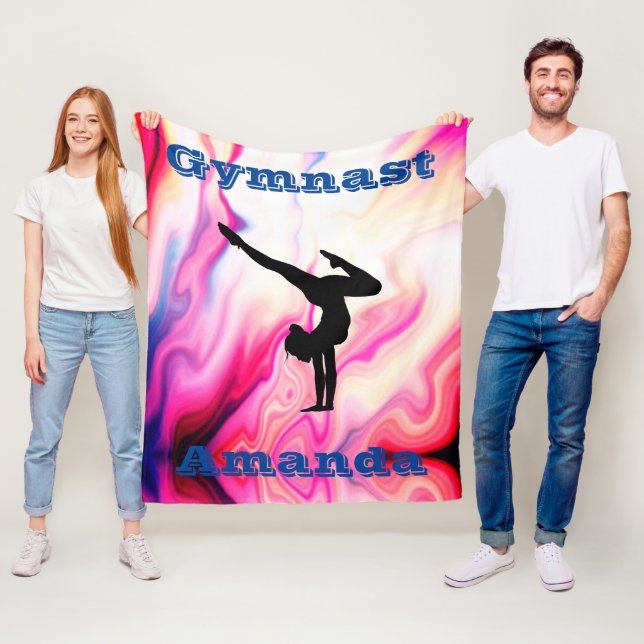 Personalised Gymnastics Fleece Blanket for Girls (In Situ)