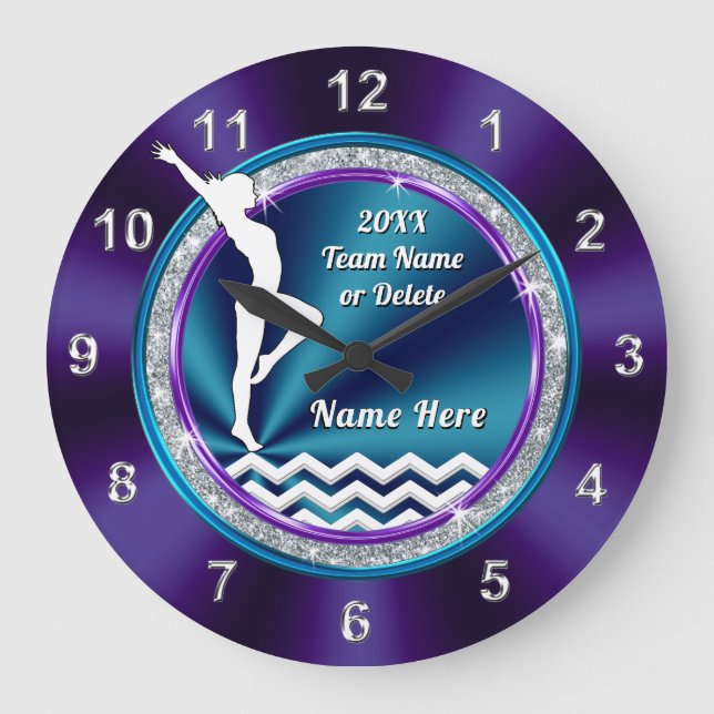 Personalised Gymnastics Gifts for Girls Gymnastic Large Clock (Front)