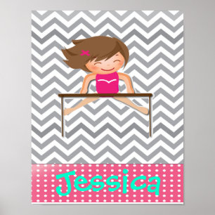 Personalised Gymnastics Girl Bar Posters