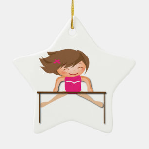 Personalised GYMNASTICS Girl Bars Gifts Ceramic Tree Decoration