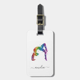 Personalised Gymnastics Glitter Luggage Tag