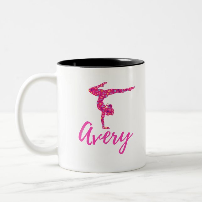 Personalised Gymnastics Gymnast Name Avery Two-Tone Coffee Mug (Left)