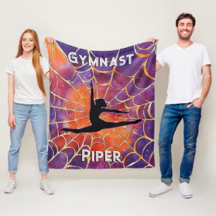 Personalised Gymnastics Halloween Spiderweb Fleece Blanket