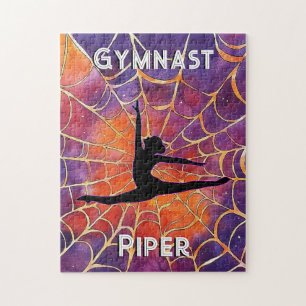 Personalised Gymnastics Halloween Spiderweb Jigsaw Puzzle