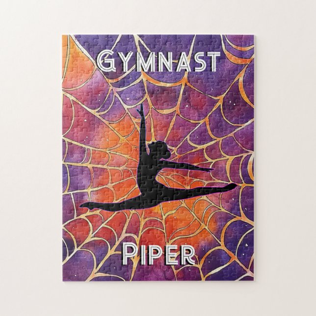 Personalised Gymnastics Halloween Spiderweb Jigsaw Puzzle (Vertical)