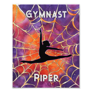 Personalised Gymnastics Halloween Spiderweb Photo Print