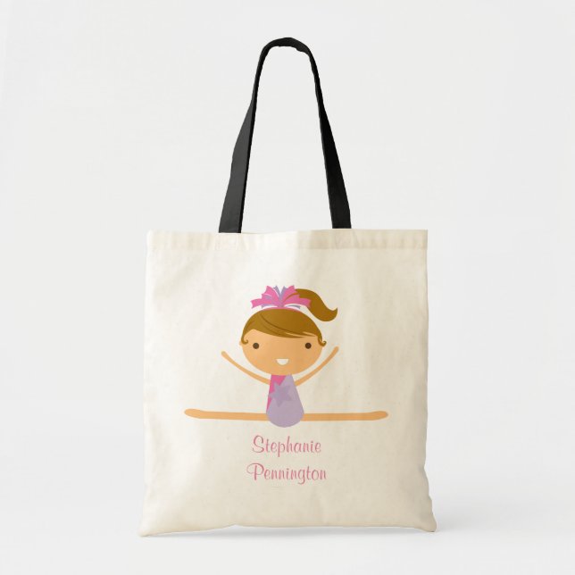 Personalised gymnastics reusable canvas tote bag (Front)