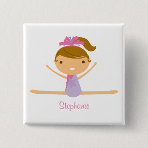 Personalised gymnastics split girl's kids button