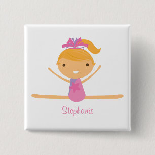 Personalised gymnastics split girl's kids button