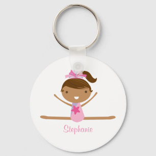 Personalised gymnastics split girls kids keychain