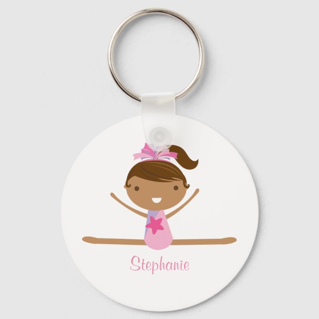 Personalised gymnastics split girls kids keychain (Front)