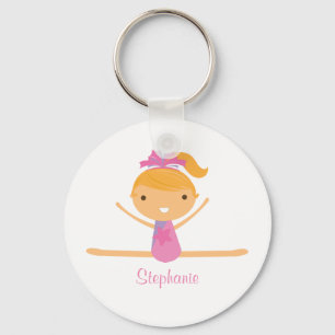 Personalised gymnastics split girls kids keychain