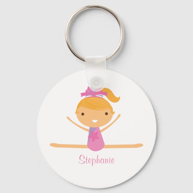 Personalised gymnastics split girls kids keychain (Front)