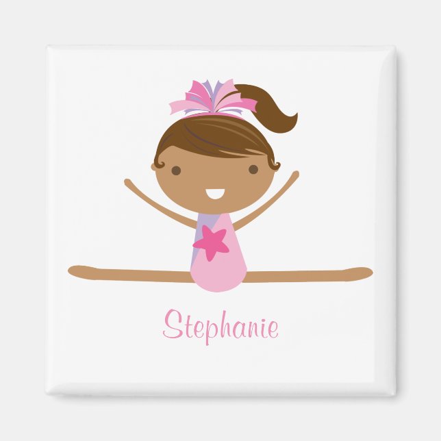 Personalised gymnastics split girl's kids magnet (Front)