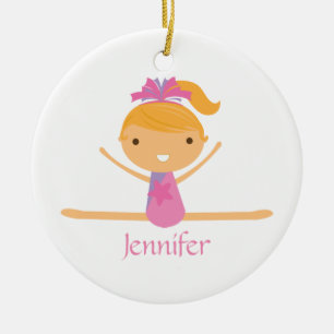 Personalised gymnastics split girl's kids ornament