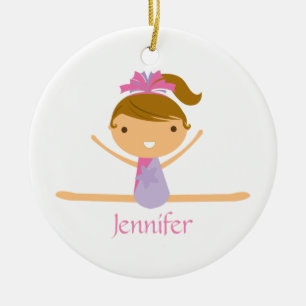 Personalised gymnastics split girl's kids ornament