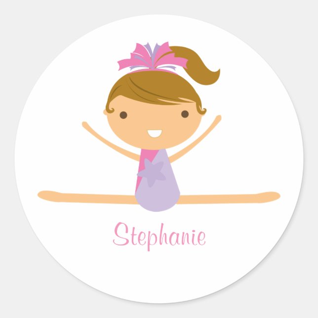 Personalised gymnastics split girl's kids stickers (Front)