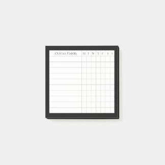 Personalised Habit Tracker in Black and White Post-it Notes