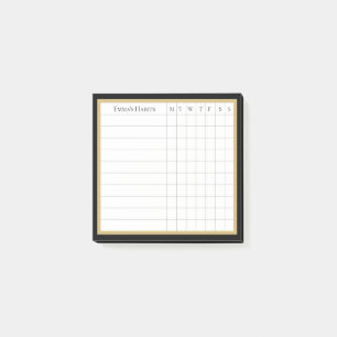 Personalised Habit Tracker in Black & Khaki Post-it Notes
