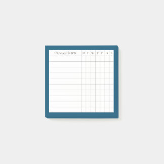 Personalised Habit Tracker in Ocean Blue Post-it Notes
