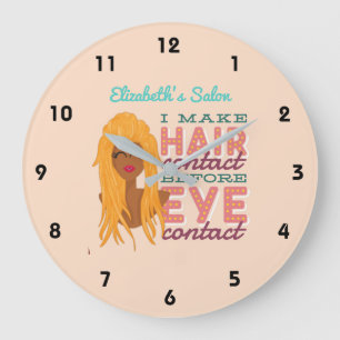 Personalised Hair Stylist RETRO Afro Salon Blonde Large Clock