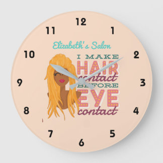 Personalised Hair Stylist RETRO Afro Salon Blonde Large Clock