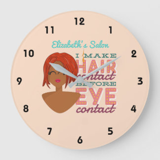 Personalised Hair Stylist RETRO Afro Salon Wall Large Clock
