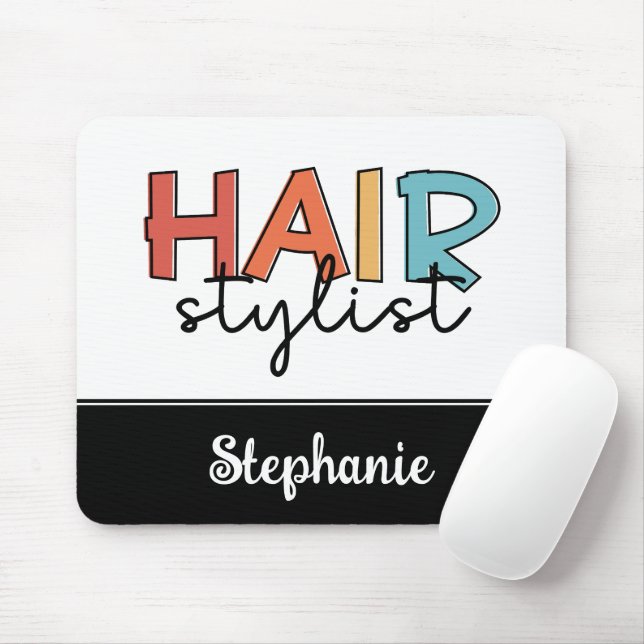 Personalised Hair Stylist Retro Hairdresser Gift Mouse Pad (With Mouse)