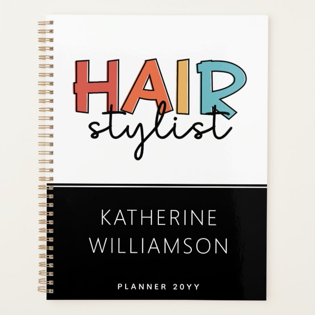 Personalised Hair Stylist Retro Hairdresser Gift Planner (Front)